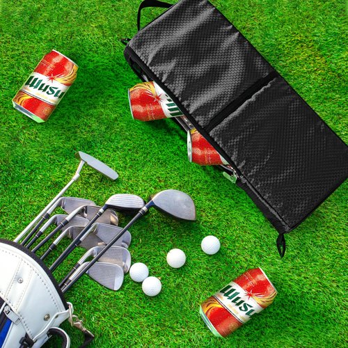 MIAOJIE Golf Cooler Bag - Golf Accessories for Men Women, Holds 6 Cans or 2 Wine Bottles, fits in Golf Bags, Insulated Beer Cooler Bag for Golfing, Beach Days, Picnic - Black