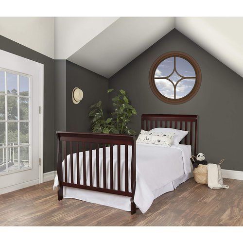 Dream On Me Mini Crib Bed Rail in Espresso, Converts Mini Cribs to Twin Size Beds, Solid Wood Construction