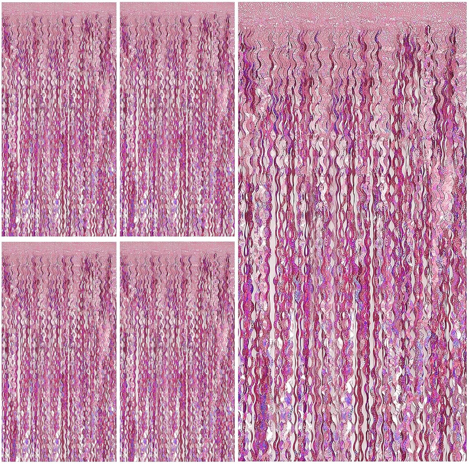Skiennix Tinsel Foil Fringe Curtains - Sparkling Wavy Backdrop for Parties | Perfect for Birthdays, Graduations, Weddings