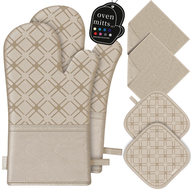 Oven Mitts and Pot Holders Set with Dishcloths, 500 Degree Heat Resistant Oven Gloves and Hot Pads, Premium Soft Cotton Kitchen Mittens and Dish Cloth Sets-Royal Blue