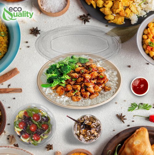 32 oz Disposable Compostable Fiber Oval Burrito Bowls with Dome Lids Heavy-Duty, Eco-Friendly Natural Bagasse Unbleached, Heat Resistant, Biodegradable Paper Salad Bowls Alternative to Plastic (25)