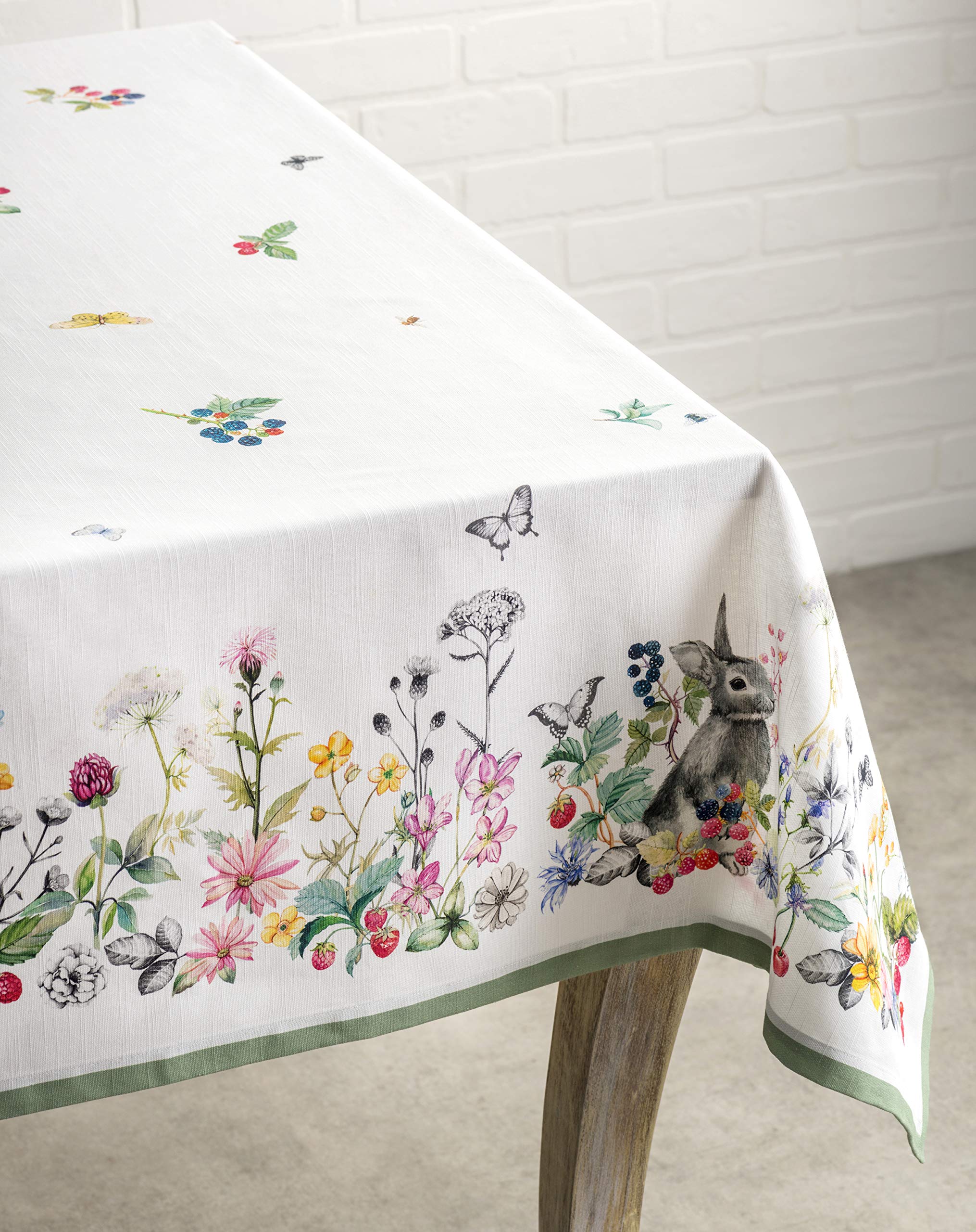 Maison d' Hermine Table Cloth Rectangle Table 100% Cotton 70 x 108 Inches Tablecloth Reusable Decorative for Dining Kitchen Room Farmhouse Home Easter Decorations Spring Summer - Printemps