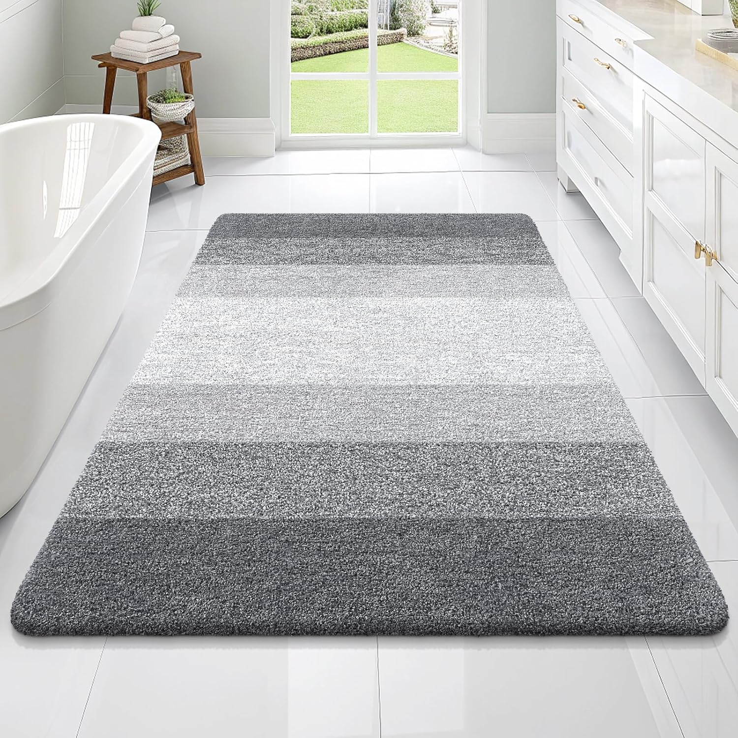 OLANLY Large Bathroom Rugs - Extra Soft Microfiber Mat 70x46 | Quick Dry, Machine Washable, Grey