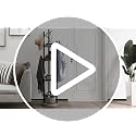 Rotating Coat Rack Stand with 9 Hooks and 4-Tier Storage Shelves, Grey
