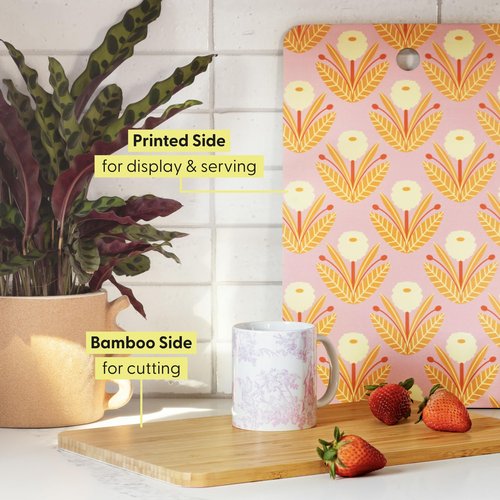 Society6 Bamboo Cutting Board- Kitchen Decor by Burcu Korkmazyurek - Unique Cutting Boards for Kitchen, 16" x 10.5" x 0.5", Birds And Snakes