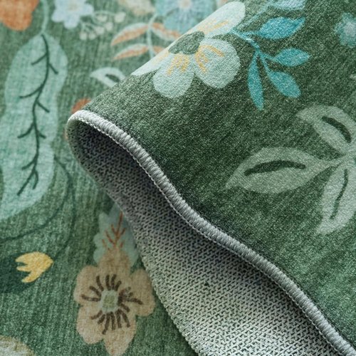 Floral 2x3 Area Rug by Washable | Soft Non-Slip Carpet for Entryway, Kitchen, and Nursery