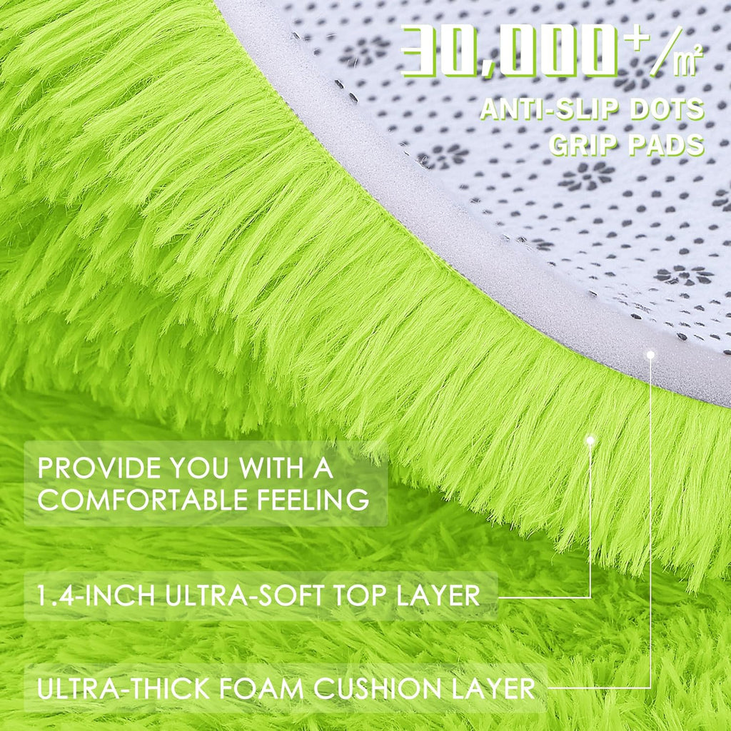 OLANLY Small Bedside Rug - Soft Fluffy Shaggy Indoor Carpet for Kids | Machine Washable, Lime Green