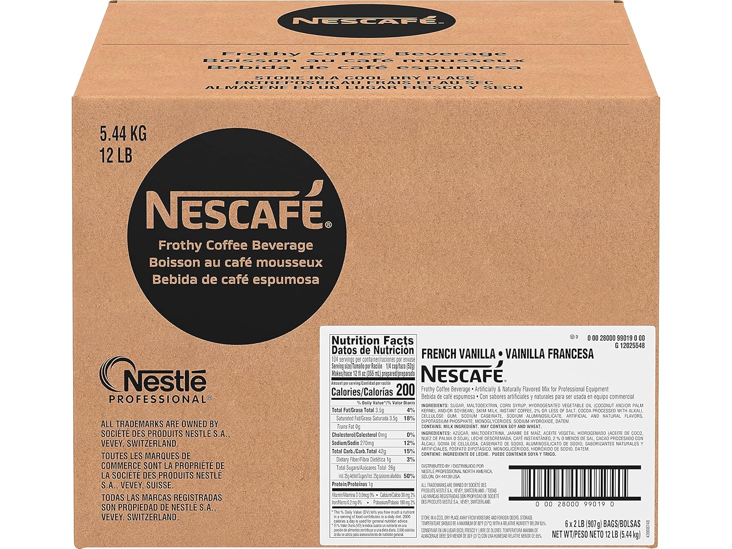 Nescafé French Vanilla Cappuccino Mix - 32-Ounce Bags | Pack of 6 for Rich Flavor