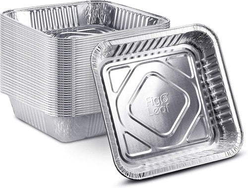 Heavy Duty Disposable Aluminum Foil Cake Pans by [Brand Name] - 50 Pack | 8” x 8” Portable Baking Tins