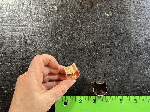 The Fussy Pup Mini Cat Face Cookie Cutter Pair – 1" Solid Copper – Handmade in the USA
