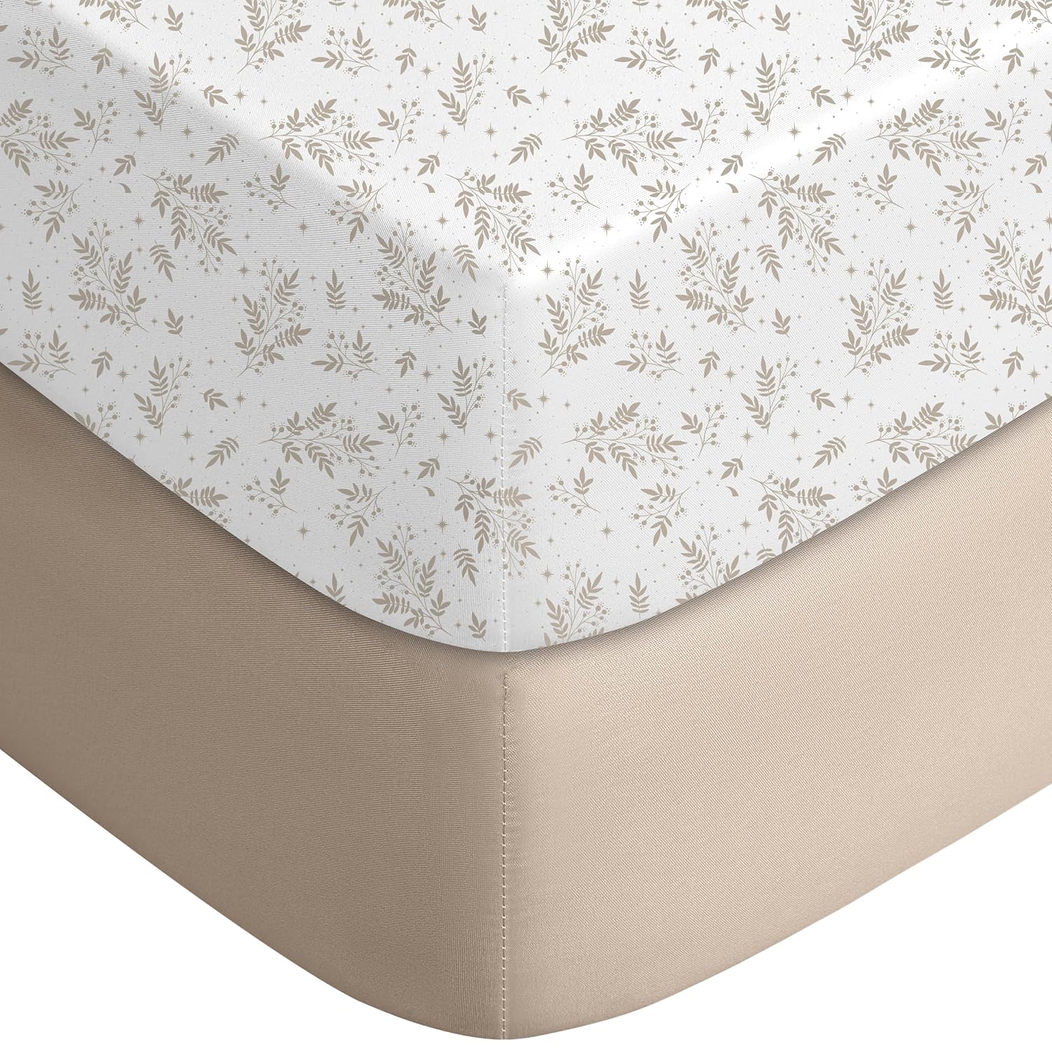 Yoofoss Fitted Baby Crib Sheets - Super Soft Microfiber 2-Pack for Standard Crib & Toddler Mattress | Brown & Leaf 28x52x8in
