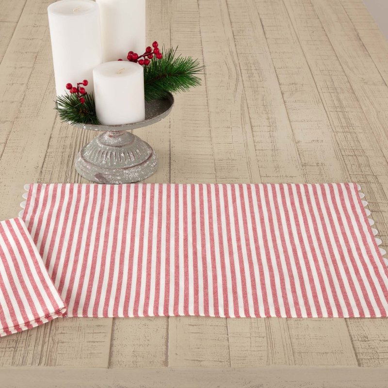 Piper Classics Farmhouse Ticking Stripe Red Placemat, Set of 4, 12x18