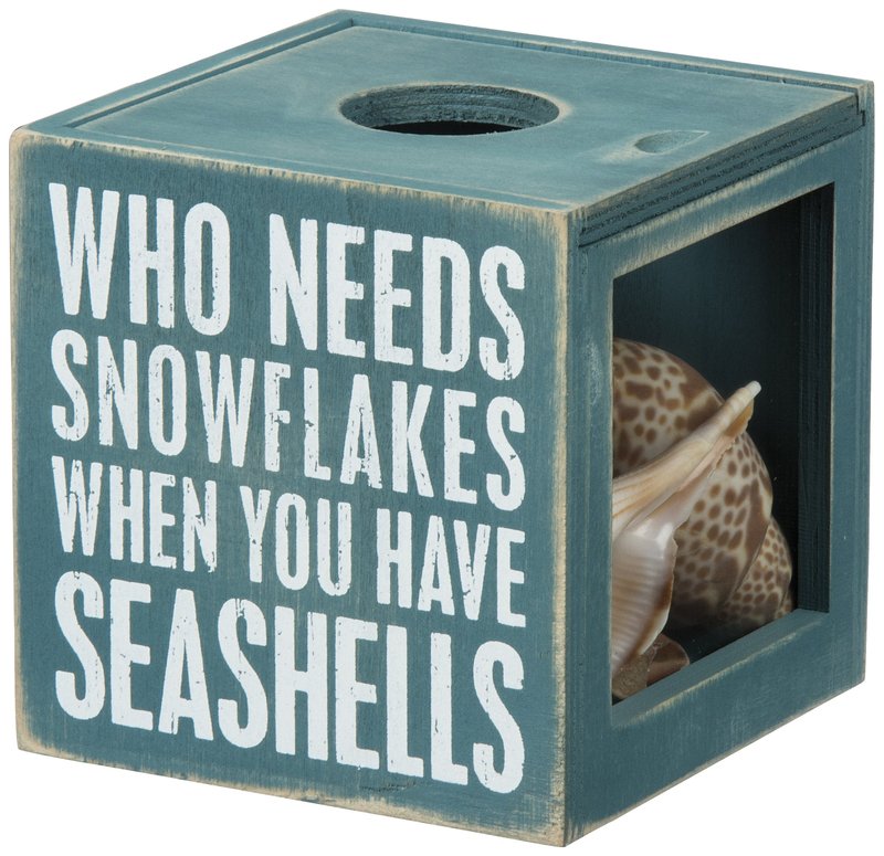 Primitives by Kathy 27814 Beach House Decor Sea Shell Holder, 4.25 x 4.25 x 4.25-inches, The Ocean Is Where I Belong