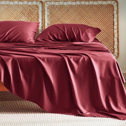 Bedsure King Size Sheets Set - Cooling Bamboo Rayon Sheets for Hot Sleepers | Soft & Breathable, Burgundy