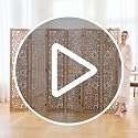 6-Panel Folding Wood Room Divider, 5.6ft Tall Daisy-Carved Privacy Screen