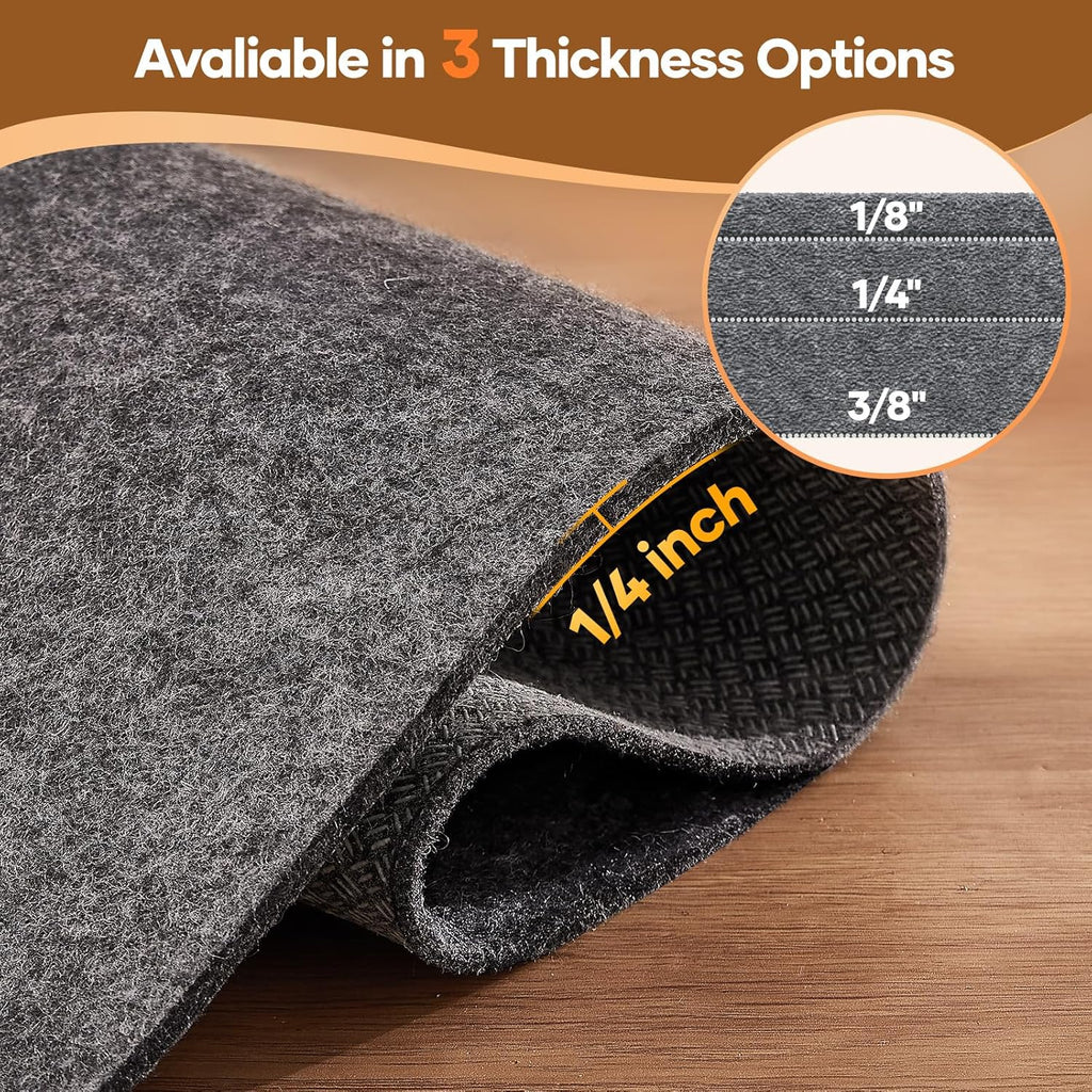 Veken 5 Ft Round Non-Slip Rug Pad - Cushioned Felt & Silicone Backing, 1/4 Inch Thick for Hardwood Floors