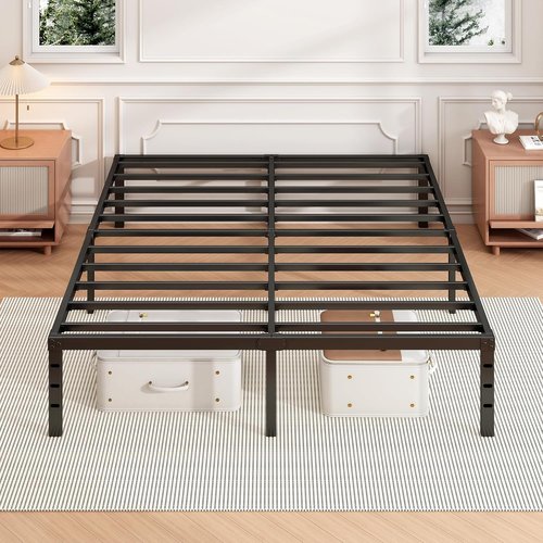 Hafenpo 14 Inch Queen Bed Frame - Sturdy Metal Platform with Under Bed Storage | Easy Assembly, Black