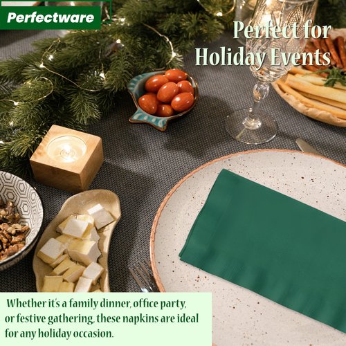 Perfectware- 2 Ply Dinner Napkin Green - 50 CT Green 2 Ply "15 x 17" Paper Dinner Napkins - Pack of 50 CT. Ideal For Party.