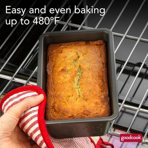 GoodCook PRO Nonstick Loaf Pan - Easy-Clean Carbon Steel Bakeware for Breads & Cakes, 9 x 5-Inch, Gray