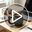 Green1 Handcrafted Ceramic Coffee Mug 13oz - Retro Tea Cup, Dishwasher & Microwave Safe, Gift for Coffee Lovers