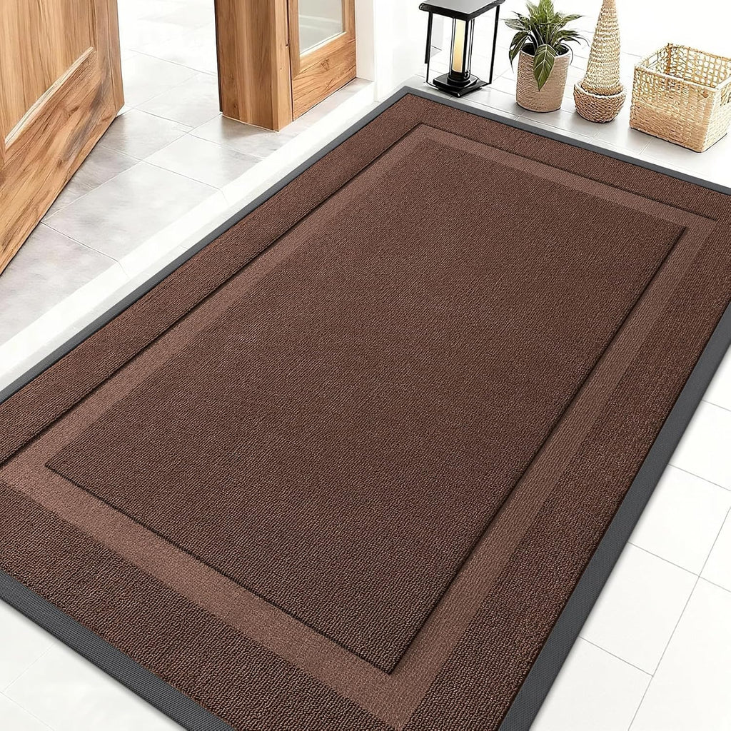 OLANLY Waterproof Front Door Mat - All-Season Indoor/Outdoor Doormat | Sturdy Rubber, Easy Clean, 47x32, Chocolate Brown