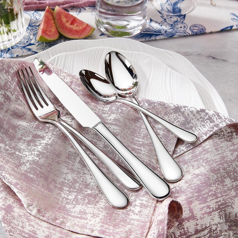 KEAWELL Premium Verona 20-Piece Silverware Set for 4, Heavy Duty – 18/10 Stainless Steel, Brilliant Mirror Finish, Smooth Edges, Dishwasher Safe (20, Silver)