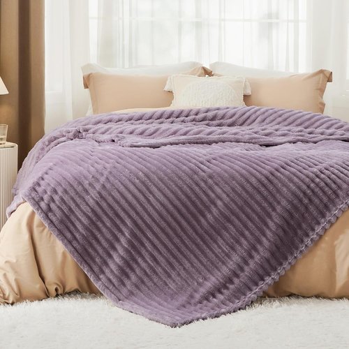 Bedsure GentleSoft Light Purple Fleece Blanket - Cozy Soft Throw for Couch, 90x90 Inches