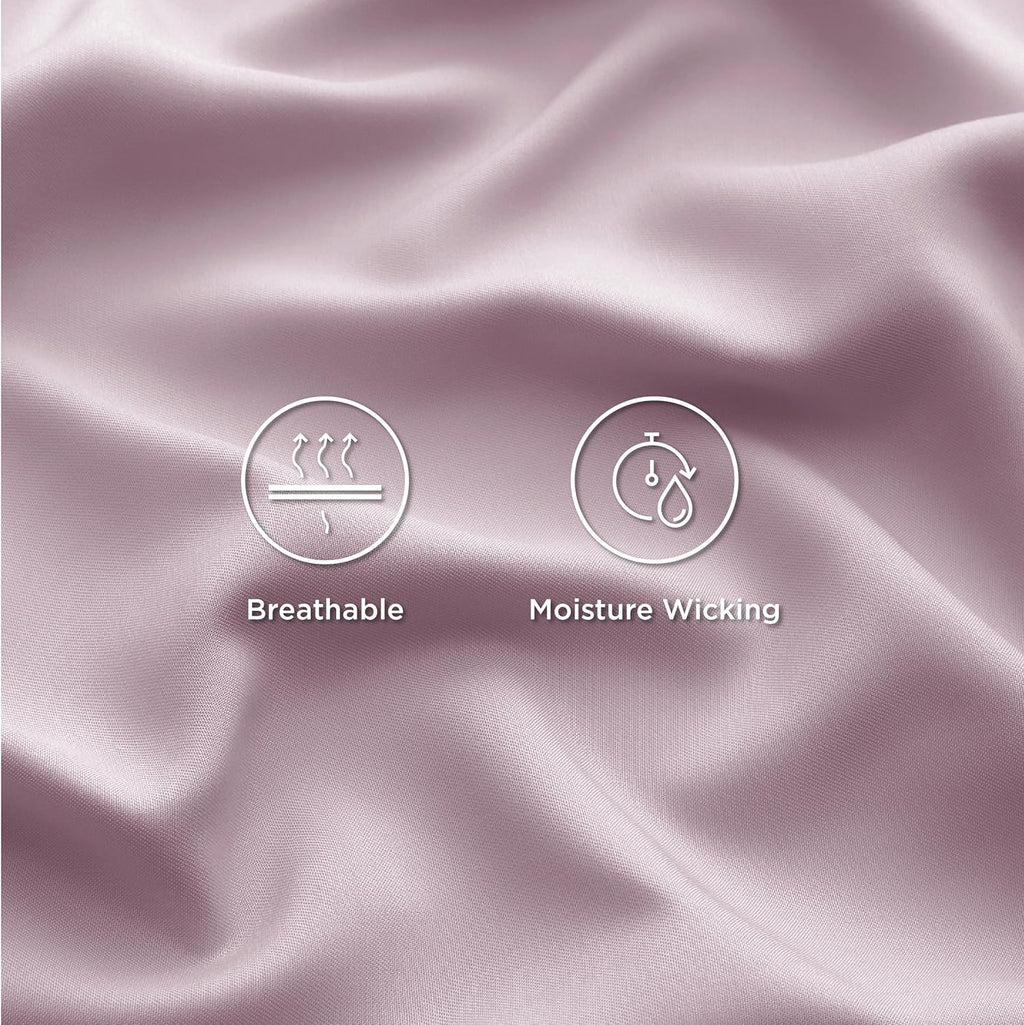 Bedsure Cooling Bed Sheets - Breathable Rayon from Bamboo, Deep Pocket Up to 16 Inches, Lavender