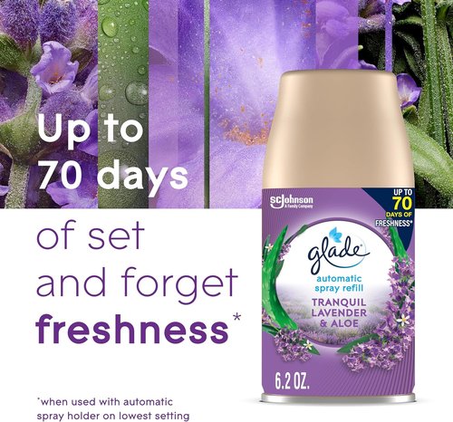 Glade Automatic Spray Refill - Tranquil Lavender & Aloe Air Freshener | 6.2 Oz, 3 Count