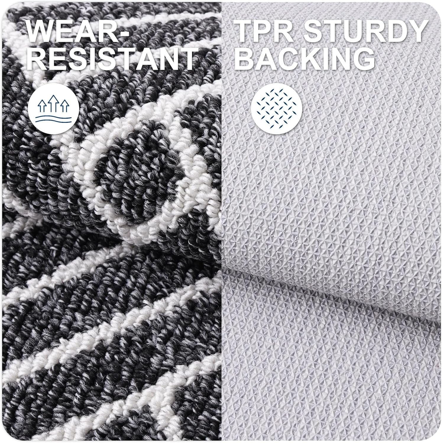 OLANLY Door Mat Set - 2-Piece Outdoor & Indoor Mats | Geometric Design, Black, 29.5x17 & 32x20 Inches