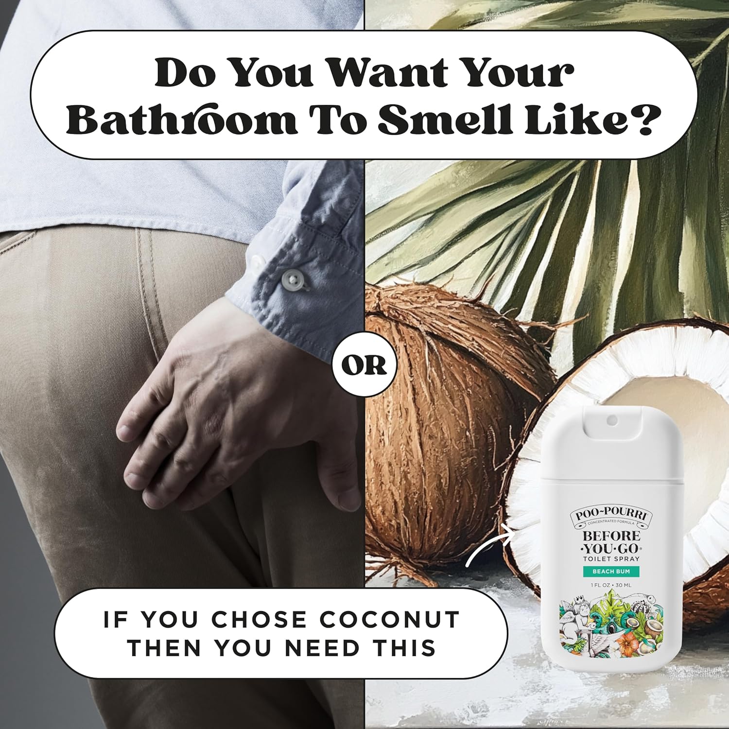 Poo-Pourri Pocket Toilet Spray - Beach Bum Scent, 1 Fl Oz | Travel-Size Odor Deodorizer, TSA Approved