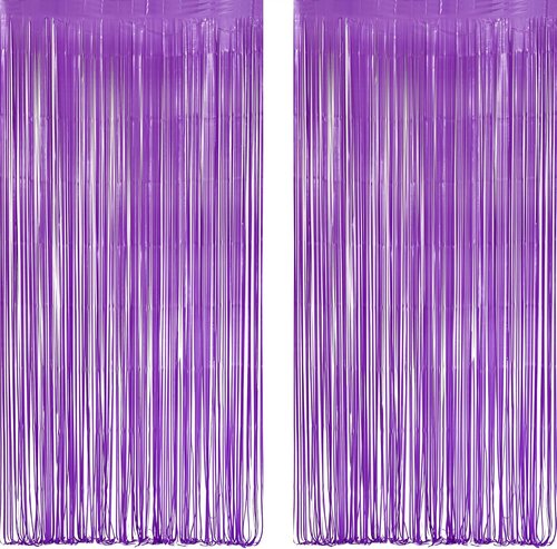 GREATRIL Purple Tinsel Fringe Party Backdrop - Perfect for Lavender Fairy Birthday Decor | 3.2ft x 8.2ft - 2 Packs