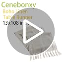 Ivory Rustic Boho Table Runner 13x108 in, Handmade Braided Ivory Tassels, Farmhouse