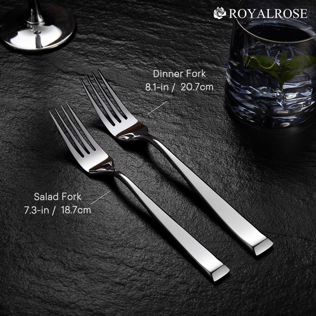 Royalrose 20-Piece Alexander Fine Silverware Set, Service for 4, 18/10 Stainless Steel, Well Made, Dishwasher Safe, Heavy Duty Flatware Set