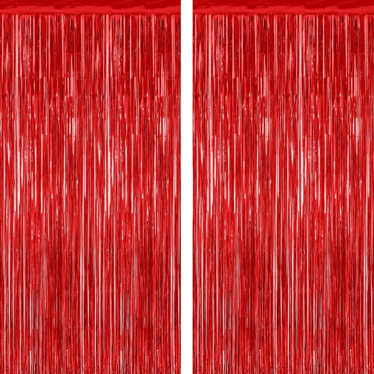 Regine Switzerland Red Tinsel Backdrop - 2 Pack Fringe Curtains 3.28 FT x 7.05 FT | Perfect for Valentine's Day & Weddings