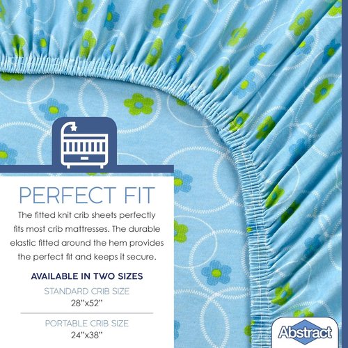 Abstract Cotton Crib Sheets - Ultra Soft Fitted Crib Sheet for Standard Mattresses - 28"x52" Blue Floral