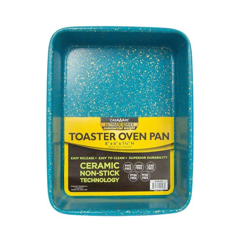 casaWare 8 x 6 x 1.75-Inch Toaster Oven Ultimate Series Commercial Weight Ceramic Non-Stick Coating Pan (Blue Granite)