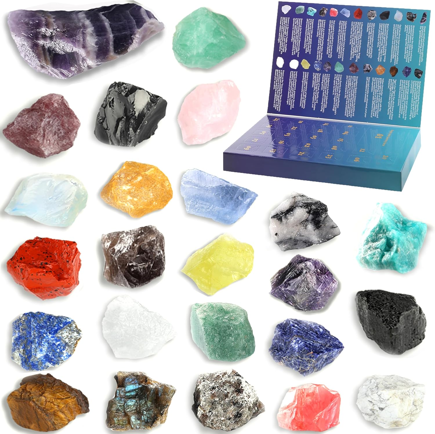 ZHIYUXI Crystal Advent Calendar 2025 - Rock Collection with 24 Gemstones for Christmas Countdown