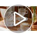 Set of 4 Clear Glass Espresso Cups with Saucers & Stand, 5.4 oz Coffee Mug Set