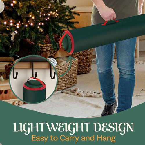 Elf Stor Wrapping Paper Storage Bags - Set of 2 Zippered Canvas Totes with Sturdy Handles | Fits Up to 40-Inch Rolls (Green)