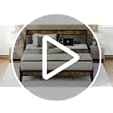 King Size Platform Bed Frame with Storage Headboard & Charging Station