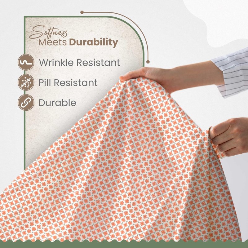 4-Piece EcoPure Queen Size Sheet Set | 100% Organic Cotton Sheets | Comfort Washed Sheets | Cooling | Deep Pocket Bed Sheets | GOTS Certified | Orange