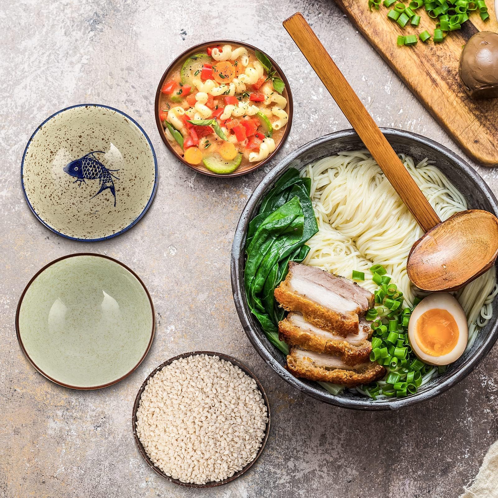 clothmile 4.5 Inch Japanese Retro Rice Bowls Set of 6 Japanese Style Hand-Painted Floral Plum Ceramic Bowls for Cereal, Soup, Dessert, Snack, Fruit, Salsa for Xmas Holiday Present