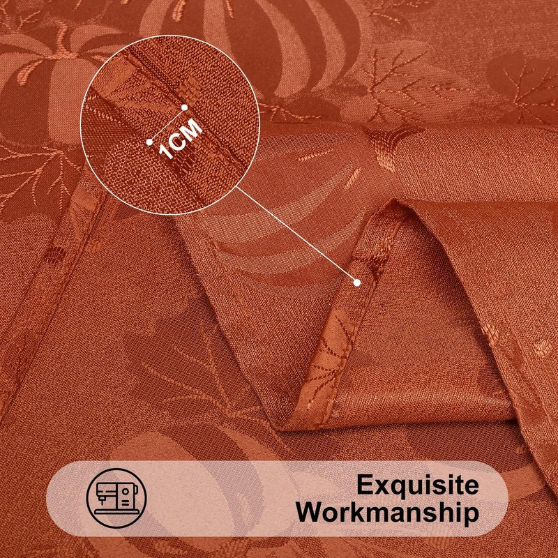 Smiry Rectangle Jacquard Tablecloth, Fabric Table Cover, 60x102 Inch, Rust