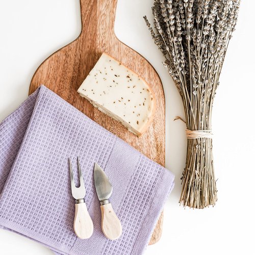 Luzia Premium Purple Kitchen Towels; Stylish and Absorbent - Waffle Weave Dish Towels Turkish Cotton – Set of Three, Lavender