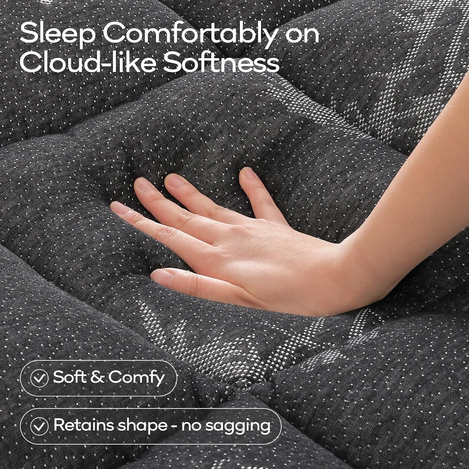 OLANLY Queen Mattress Topper - Cooling Bamboo Viscose Pillow Top for Back Pain Relief | Dark Gray