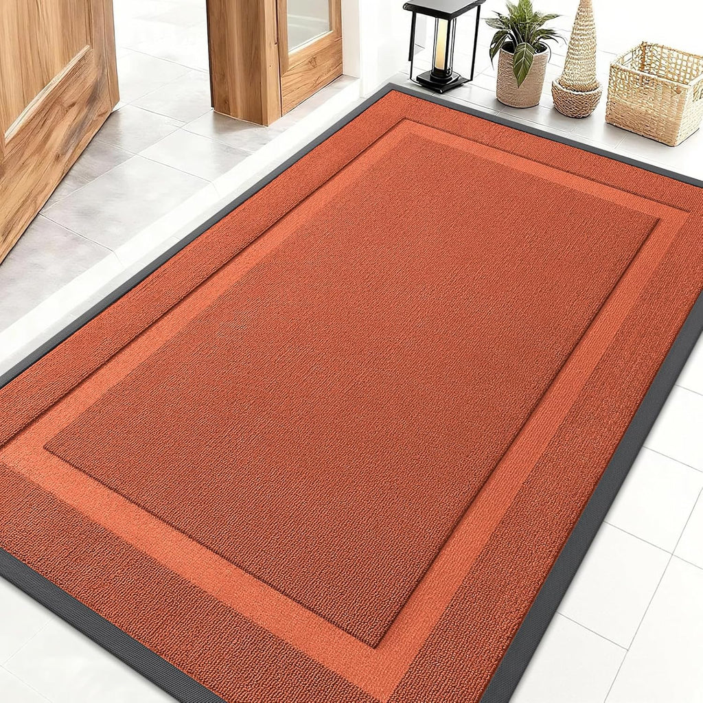 OLANLY Waterproof Front Door Mat - All-Season Indoor/Outdoor Doormat | Sturdy Natural Rubber, 47x32, Vermillion Red