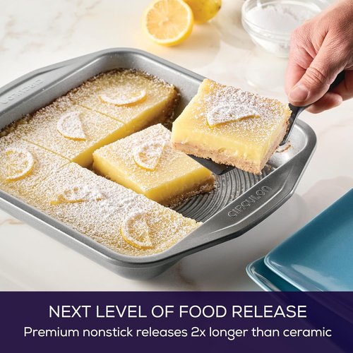 Circulon 51135 Nonstick Baking Pan | 9-Inch Square Cake Pan in Gray for Effortless Baking