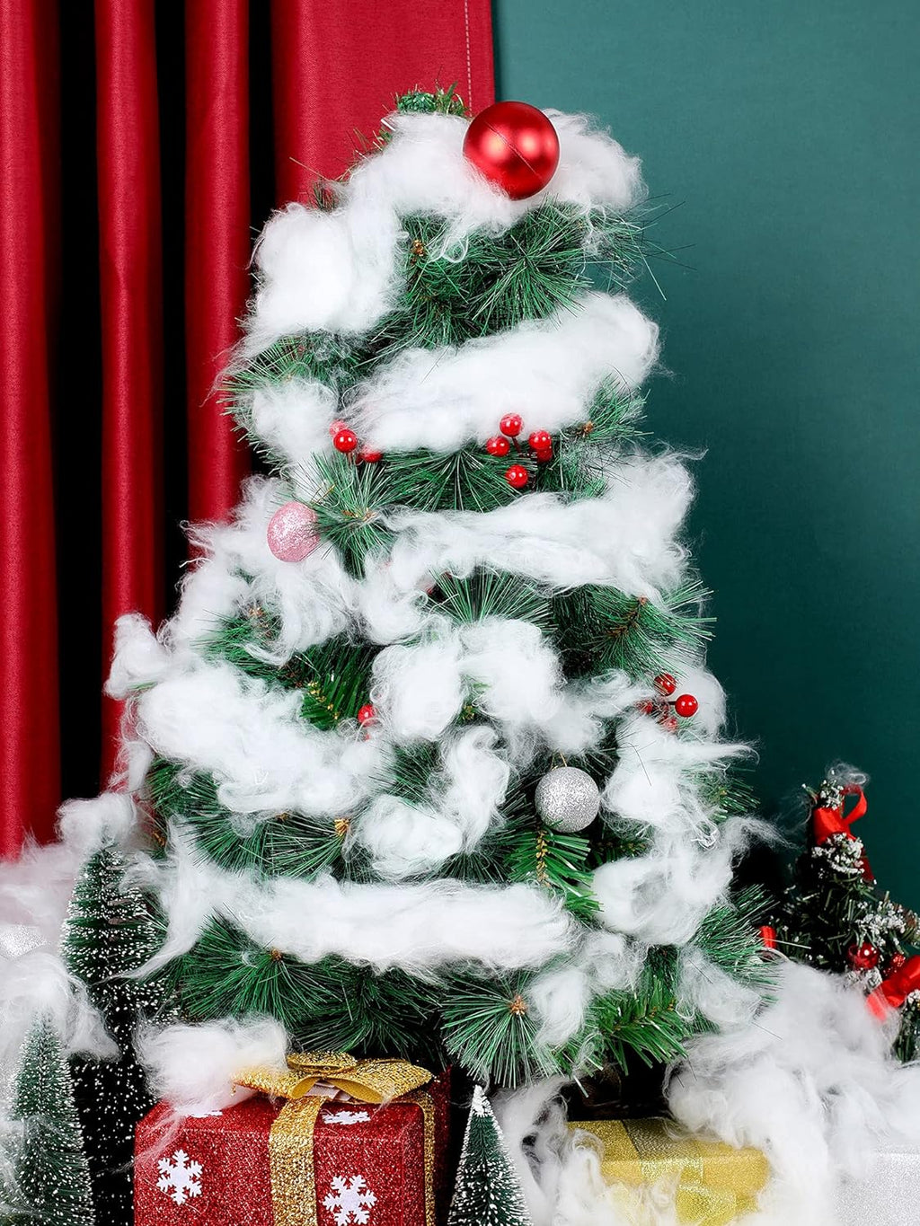 Riakrum Fake Snow | Fluffy Artificial Cotton Decor for Winter Mantle - 360g Indoor Christmas Decoration