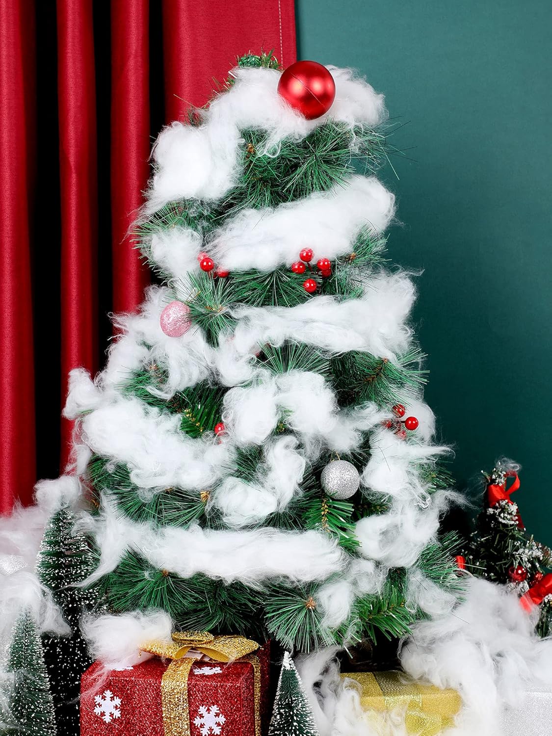 Riakrum Fake Snow Decor - Fluffy Artificial Cotton for Indoor Winter Mantle Decoration | 120g
